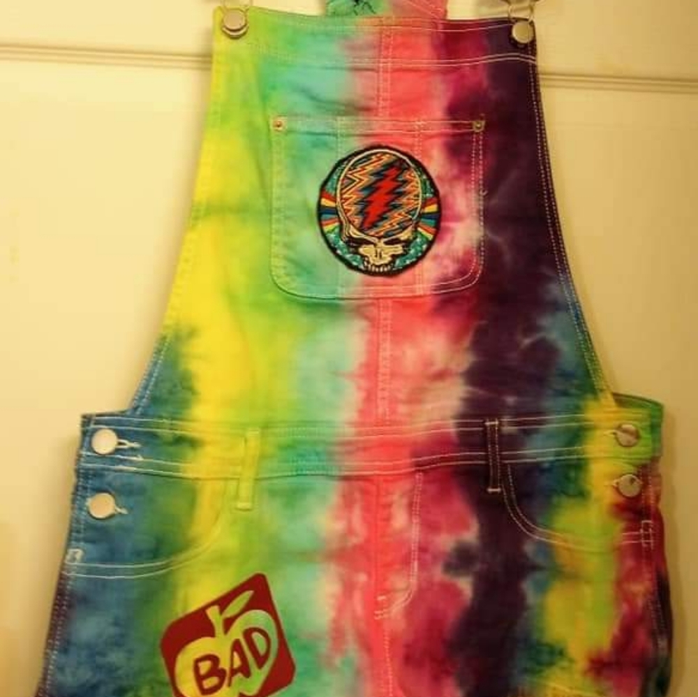 Tyed dyed bib overalls shorts